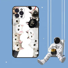 Load image into Gallery viewer, Cat Cute Art Phone Case For Iphone 8 7 6 6s Plus X Se 2020 Xr Xs 14 11 12 13 Mini Pro Max Mobile Case  Transparent Soft Protective Clear Case Compatible For Iphone
