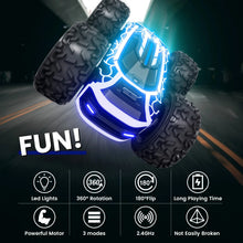 Load image into Gallery viewer, RC Stunt Car with LED Lights - 360° Rotating Double-Sided Remote Control Car for Kids, 2.4GHz, Black
