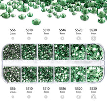 Load image into Gallery viewer, 2400+ Shiny Clear Crystal Nail Rhinestones - Mixed Sizes &amp; Shapes Flatback Gems
