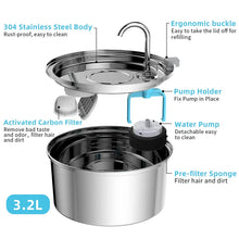 Load image into Gallery viewer, Stainless Steel Pet Water Fountain – USB Automatic Cat &amp; Dog Bowl
