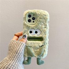Load image into Gallery viewer, 3D Cute Hairy Fluffy Fur Plush Winter Warm Phone Case For iPhone 14 13 12 11 Pro Max Plus Soft Cartoon Back Cover  Cute Fuzzy Furry Case Fashion Luxury Case
