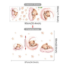 将图片加载到图库查看器，Pink Cartoon Bear Wall Stickers for Kids &amp; Nursery Room Decor
