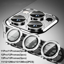 Load image into Gallery viewer, Diamond Camera Case For iPhone 14 13 Pro Max 12 Pro Max Camera Lens Protector Cover For iPhone11 Pro 12Pro Tempered Glass HD Clear Tempered Glass Camera Protector
