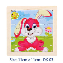 将图片加载到图库查看器，11cm/4.33in Kids Wooden Jigsaw Puzzle Games Cartoon Animal Vehicle Pattern Children Montessori Educational Toys
