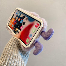 Load image into Gallery viewer, 3D Cute Hairy Fluffy Fur Plush Winter Warm Phone Case For iPhone 14 13 12 11 Pro Max Plus Soft Cartoon Back Cover  Cute Fuzzy Furry Case Fashion Luxury Case
