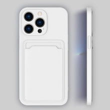 Load image into Gallery viewer, White Soft Wallet Card Holder Phone Case For iPhone 11 12 13 Pro Max Camera Protective Case Wallet Holder Cover Soft Portable Silicone Back Cover Durable Phone Case
