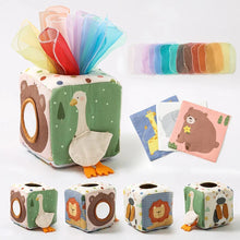 Load image into Gallery viewer, Montessori Cloth Busy Box Animal Tissue Toy
