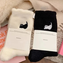 将图片加载到图库查看器，3Pairs Premium Feel Cute Cat Cozy Hairy Mink Velvet Socks Autumn Winter Hosiery Thickened Plush Warm Sleep Home Fluffy Socks
