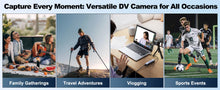 将图片加载到图库查看器，NBD 4K HD&amp;48MP Camcorder Video Camera With Wi-Fi &amp; App Control,Video Recorder with 3X Battery Life, 16X Zoom, 270° IPS Screen
