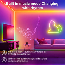 Load image into Gallery viewer, 5V RGBIC Neon Strip Lights – Bluetooth USB LED Ribbon
