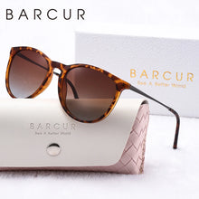 Load image into Gallery viewer, BARCUR Sunglasses Women’s Leopard Print Two-Tone Cat Eye Fashion Glasses – Trendy Polarized UV400 Gradient TAC Lenses for Summer Travel &amp; Outdoor Activities
