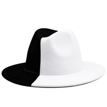 Load image into Gallery viewer, Black White Modern Unisex Fedora Hat Women Unisex Wide Brim Party Cowboy Cap Men Gentleman Wedding Hat Two Colors Fedora Hat Solid Color Wide Brim Winter Autumn Hat
