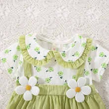 Load image into Gallery viewer, Baby Girl Floral Summer Dress (0–3Y) – Cotton Two-Piece Style Shoulder Strap Outfit
