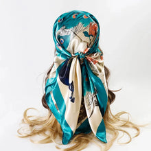 Load image into Gallery viewer, Satin Square Scarf – Elegant 2025 Print Hijab, Shawl &amp; Hair Wrap
