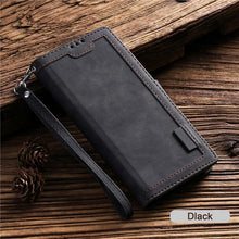 将图片加载到图库查看器，Luxury Magnetic Leather Flip Case For iPhone 14 13 12 Mini 11 Pro SE Card Holder Wallet Stand Cover Leather Wallet Flip Case Cover With Card And Cash Slot 360 Full Body Protection
