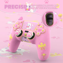 Load image into Gallery viewer, PlayVital Silicone Cover w/Joystick Caps and Sticker for ps5 Controller,  for ps5 Charging Dock - Sweetheart Kitty Black
