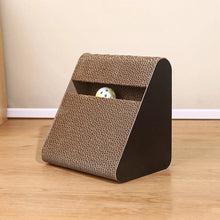 Load image into Gallery viewer, 2-in-1 Cat Scratcher Triangle Toy with Spinning Balls – Sturdy Corrugated Cardboard Anti-Scratch Board for Stress Relief &amp; Indoor Play

