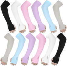 将图片加载到图库查看器，Unisex One Size Compression Cooling Sleeves UV Sun Protection Cooling Arm Sleeves With Thumb Hole Compression Sports Tattoo Cover Up Sleeve For Sports Long Arm Cover Anti-Slip Warmers Outdoor Sports Sunblock Cover
