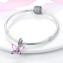 将图片加载到图库查看器，Original 925 Sterling Silver Colorful Butterfly Charms Beads - Fit S925 Bracelet &amp; Necklace, Zircon Accents, Fine DIY Birthday Jewelry Pendant
