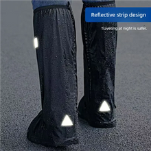 Load image into Gallery viewer, Black Waterproof Rain Boot Shoe Covers with Reflector – High-Top Bike &amp; Motorcycle
