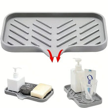 Load image into Gallery viewer, Multifunctional Silicone Sink Tray with Drain – Soap Dish, Sponge &amp; Brush Organizer for Kitchen and Bathroom (Ventilated &amp; Easy to Clean)
