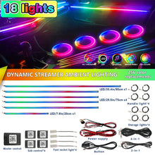 Load image into Gallery viewer, Universal 18-in-1 RGB Car Ambient Light – Interior Neon Strip Kit
