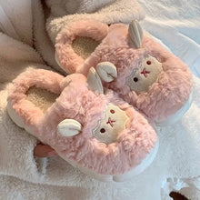 Load image into Gallery viewer, Winter Cartoon Plush Slippers Warm Fluffy Faux Fur Sheep Design Indoor Home Couple Cotton Slippers for Men And Women

