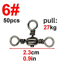 将图片加载到图库查看器，50PCS/Bag Fishing Accessories Black Nickel Plating Three-Prong Connector T-Swivel Sub-Line Splitter Outdoor Fishing Bazi Ring
