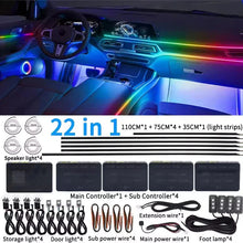Load image into Gallery viewer, Universal 18-in-1 RGB Car Ambient Light – Interior Neon Strip Kit
