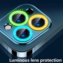 Load image into Gallery viewer, Colorful Design Round Ring Metal Alloy HD Glass For iPhone 13 12 11 Pro Max Camera Lens Protectors Luminous Camera Ring Glass for iPhone11 Pro max 13mini 13pro Protective Film
