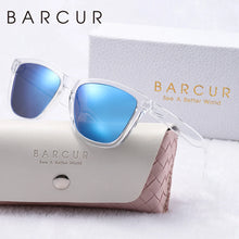 将图片加载到图库查看器，BARCUR Fashion Energetic Polarized Sunglasses for Women – Transparent Lightweight PC Frame Oval UV400 Protection Ladies Holiday Sun Glasses with Stylish Mirror Lens and Elegant White Gift Box – Perfect for Travel Beach &amp; Summer Outings
