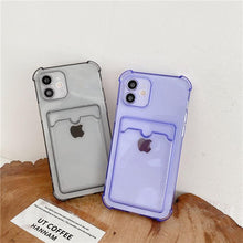 将图片加载到图库查看器，Transparent Card Slot Holder Case for iPhone 13 11 12 14 Pro Max Mini Clear Shockproof Soft Wallet Cover Clear Phone Case with Card Holder Slim Protective Soft Shock Absorbing Case with Card Holder
