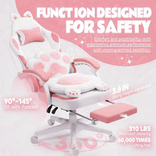 Load image into Gallery viewer, Gaming Chair, Cute with Cat Ears Paw Lumbar and Cushion,Ergonomic Computer Chair with Footrest, Reclining, Computer Chair
