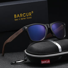 Load image into Gallery viewer, BARCUR Black Walnut Polarized Sunglasses for Men UV400 Sunscreen Protection Wooden Frame Polarized Lenses Presented in an Original Brand Box for Summer
