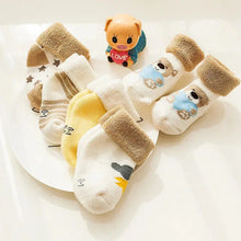 Load image into Gallery viewer, 5 Pairs Baby Socks Warm Cartoon Floor Socks for Newborn Toddlers
