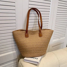 Load image into Gallery viewer, Women’s Straw Woven Shoulder Bag – Large Capacity Summer Beach Tote
