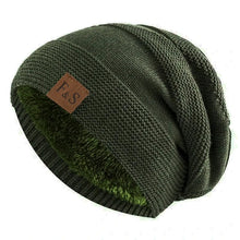 将图片加载到图库查看器，New Unisex Slouchy Winter Hats Add Fur Lined Men And Women Warm Beanie Cap Casual Label Decor Winter Knitted Hats
