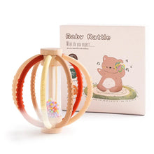 Load image into Gallery viewer, Wooden Rain Drum Baby Rattle Silicone Teether Toy
