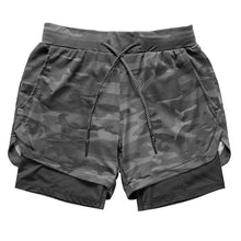 Load image into Gallery viewer, Men’s 2-in-1 Camo Running Shorts — Quick-Dry Gym Fitness Training Shorts with Inner Compression Layer for Summer Workouts
