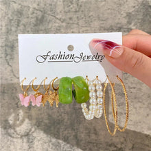 Load image into Gallery viewer, Gold Butterfly &amp; Heart Dangle Earrings Set – Acrylic Drop Jewelry for Women
