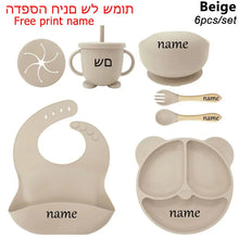 Load image into Gallery viewer, Silicone Baby Feeding Plate Set with Suction Bowl
