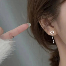 Load image into Gallery viewer, Long Tassel Heart Drop Earrings – Gold &amp; Silver Korean Fashion Jewelry
