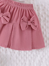 Load image into Gallery viewer, 2PCS Winter Outfit for Girls – Cute Bubble Sleeve Top &amp; Pink Skirt Set

