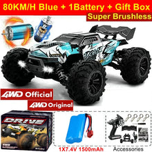 Load image into Gallery viewer, 4WD RC Off-Road Car - 1:16 High-Speed Brushless Truck, 50-80KM/H, 4x4 Drift Racing Toy for Kids &amp; Adults
