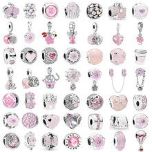 Load image into Gallery viewer, New Fashion Charm Original Pink Flower Backpack Balloon Beads Suitable for the original Pandora Women's Bracelet Jewelry Gift
