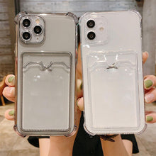 Load image into Gallery viewer, Transparent Cute Heart Pattern Phone Cases For iPhone 13 14 Pro Max Simple Luxurious Love Gradient Silicon Wallet Cover Card Holder Shockproof Bumper Protective Cover
