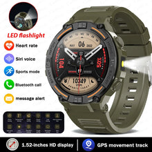 Load image into Gallery viewer, Smartwatch Military Men 360*360 HD Screen Flashlight Health Monitoring Waterproof Heart Rate BT Call Smart Watch For Android IOS

