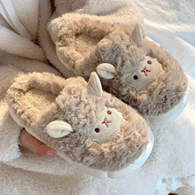 Load image into Gallery viewer, Winter Cartoon Plush Slippers Warm Fluffy Faux Fur Sheep Design Indoor Home Couple Cotton Slippers for Men And Women
