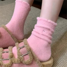将图片加载到图库查看器，3Pairs Premium Feel Cute Cat Cozy Hairy Mink Velvet Socks Autumn Winter Hosiery Thickened Plush Warm Sleep Home Fluffy Socks
