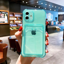 Load image into Gallery viewer, Cute Card Holder Silicone Case Compatible with iPhone Case Wallet Card Phone Case For iphone 13 14 Pro Max Mini Silicone Card Holder Slim Fit Thin Protective Cover
